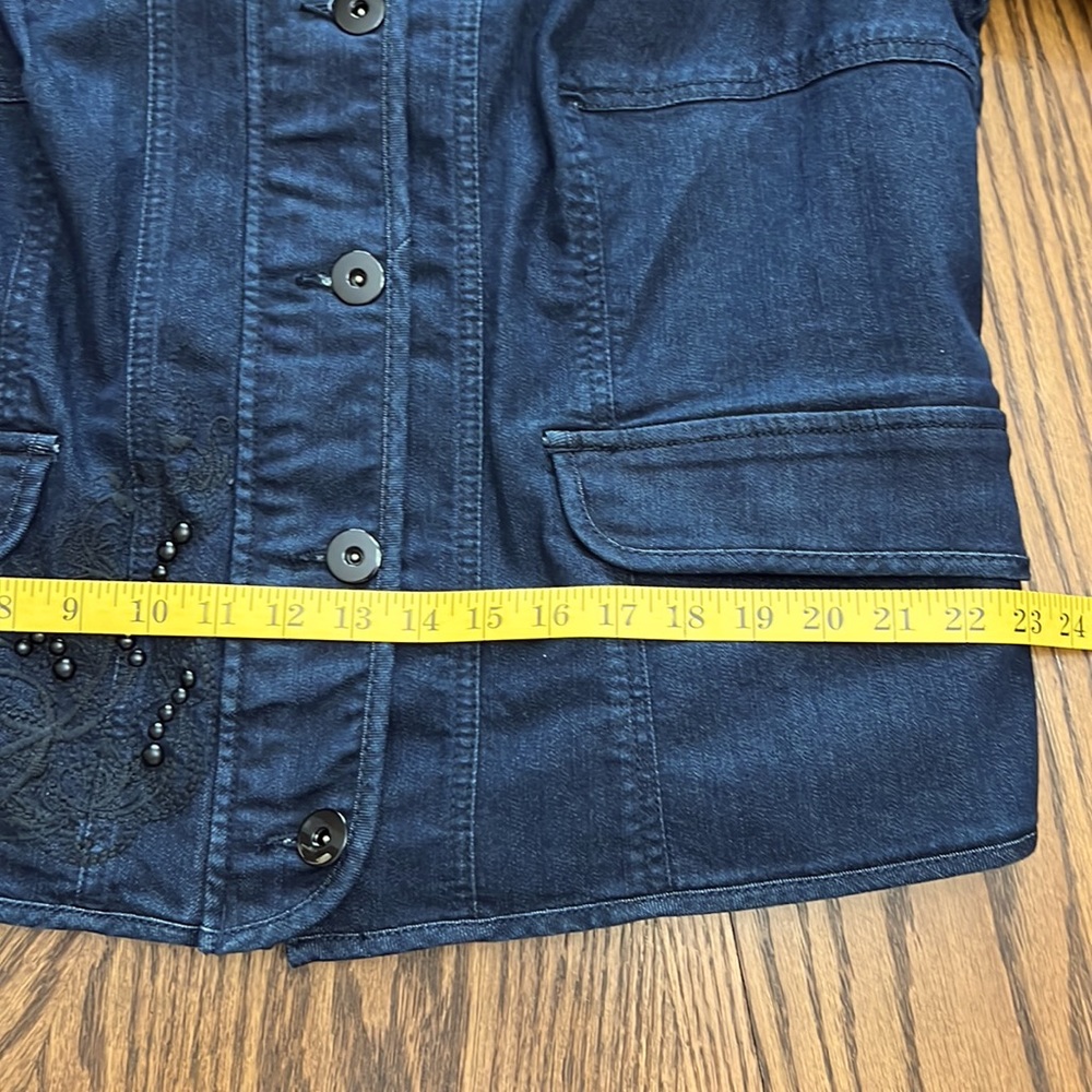 Lane Bryant Dark Wash Blue Stretch Jean Jacket with Embroidery Size 14/16 - Picture 10 of 13